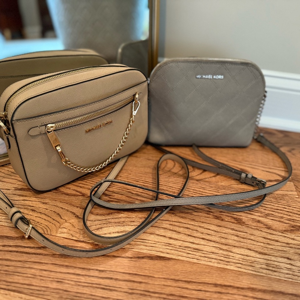 Michael Kors Beige and Gray Crossbody Bags